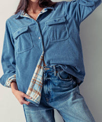 Urban Daizy - Corduroy Flannel Lined Reversible Shacket