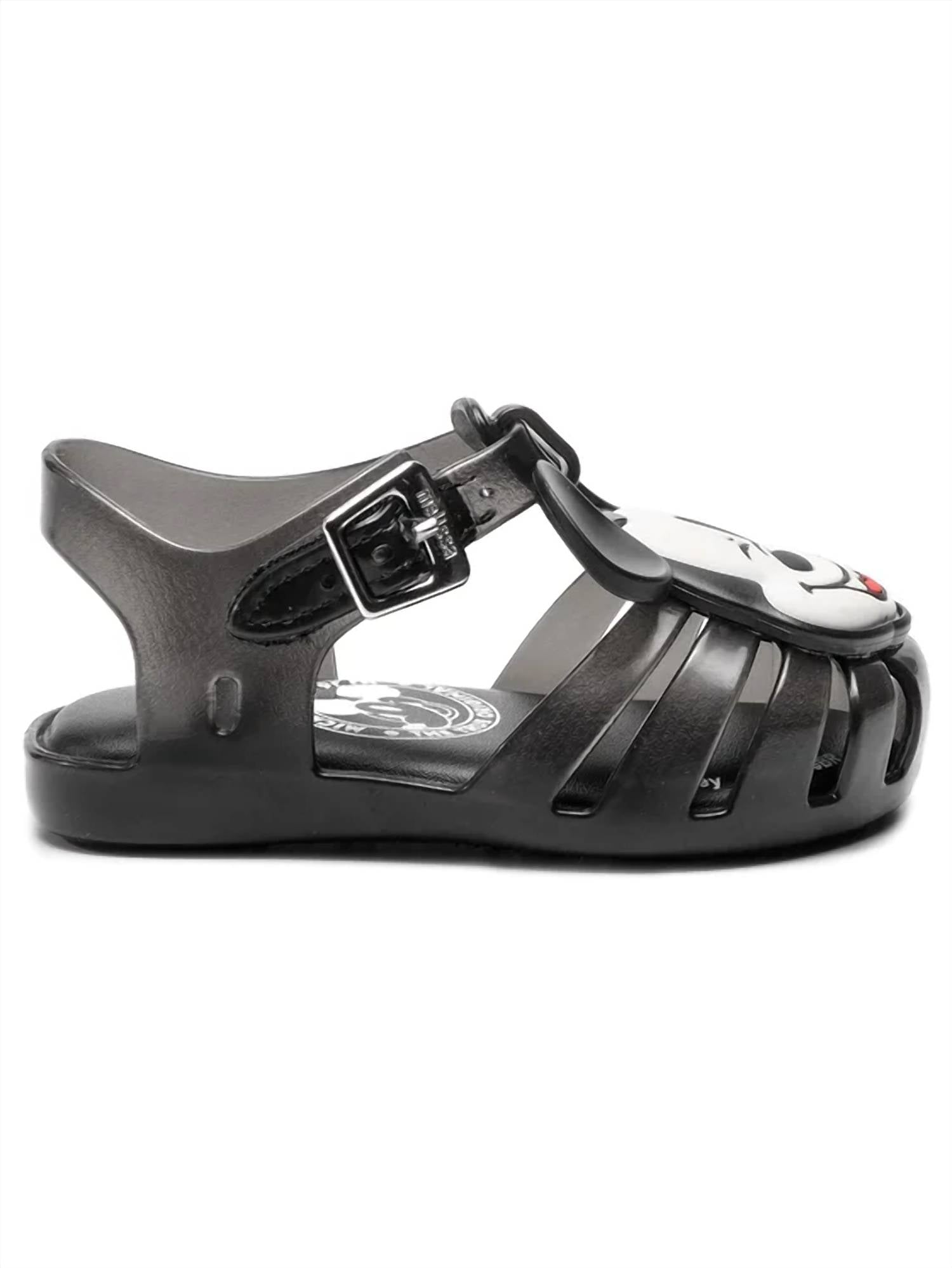 Mini Melissa Girls Mini Aranha Mickey Sandals in black - kids' sandal - detail view