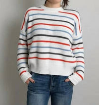 Vav New York - Striped Chunky Cropped Crewneck Sweater