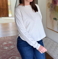 ee:some Whisper Long Sleeve Sweater in off white - women's sweater - detail view