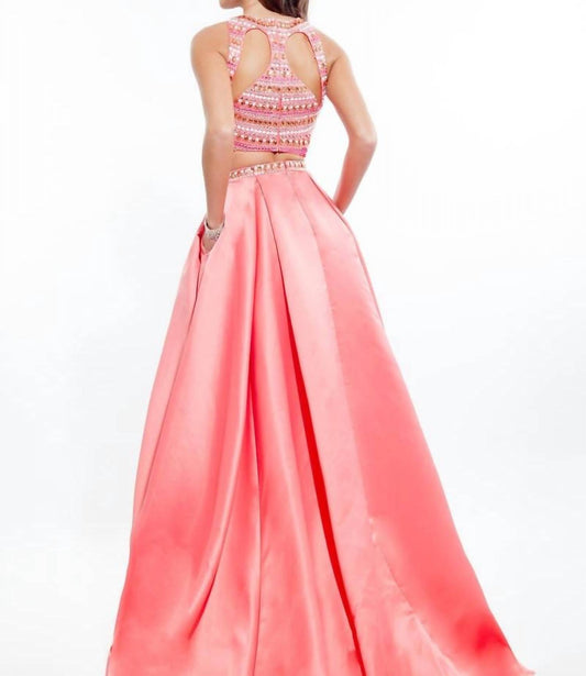 Rachel Allan - Fully Beaded Two-piece Prom Dress With Overskirt