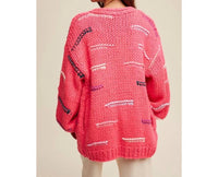 Listicle - Hand Crochet Knit Stripe Design Open Cardigan