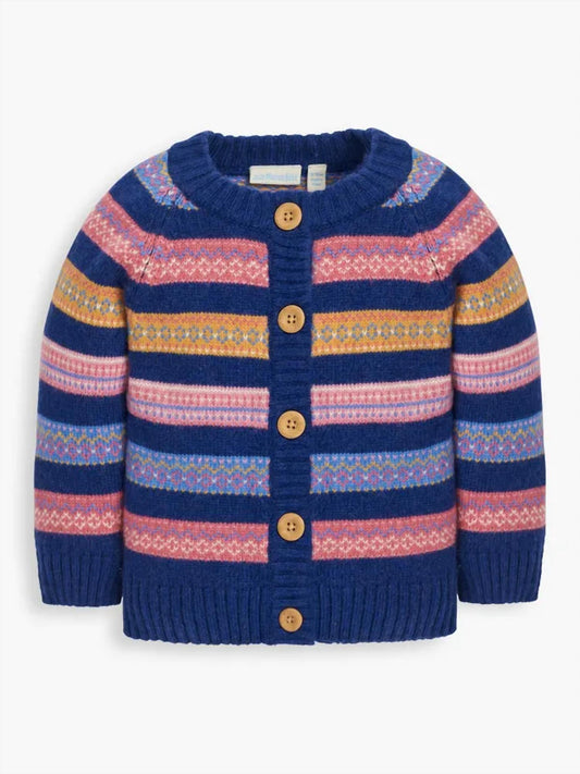 Jojo Maman Bebe - Girl's Stripe Fair Isle Cardigan