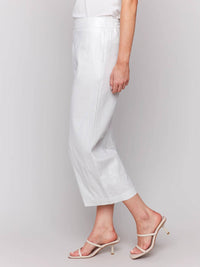 CHARLIE B Pull-on Foil Linen Pants With Pockets in champagne - women's pants - alternate view