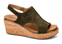 Corkys Footwear Women's Carley Wedge in khaki corduroy - women's shoe