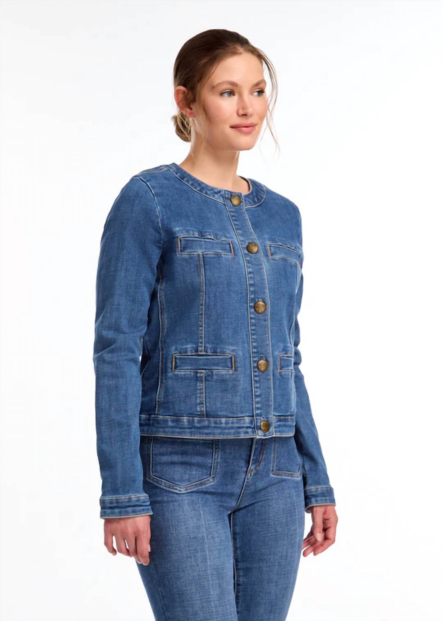 Fdj - Denim Collarless Jacket