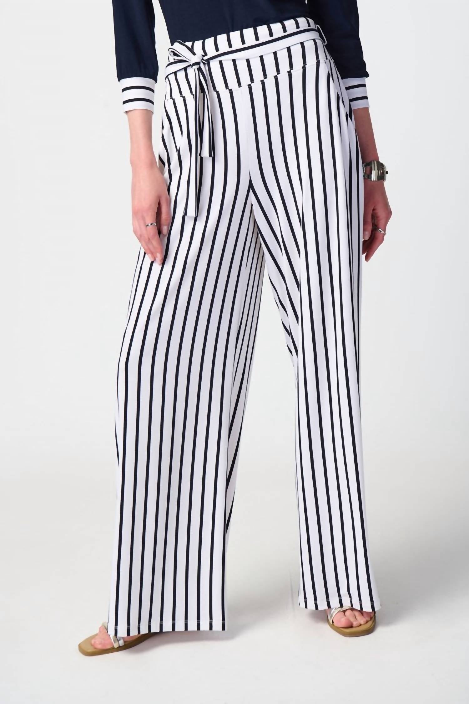 Joseph Ribkoff - Striped Silky Knit Wide-Leg Pants