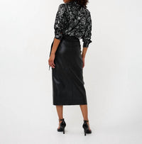 Esqualo - Pu Belted Midi Skirt