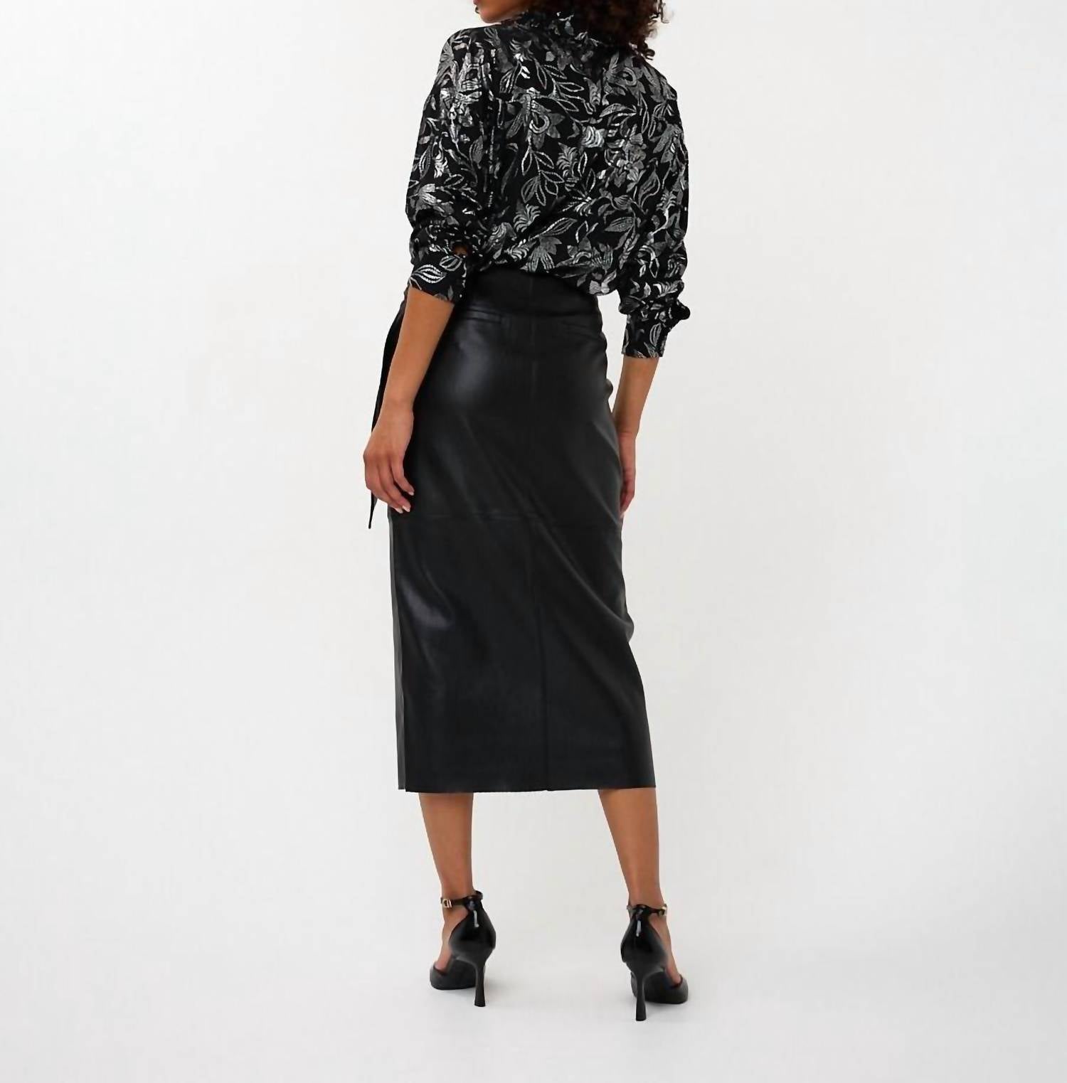 Esqualo - Pu Belted Midi Skirt