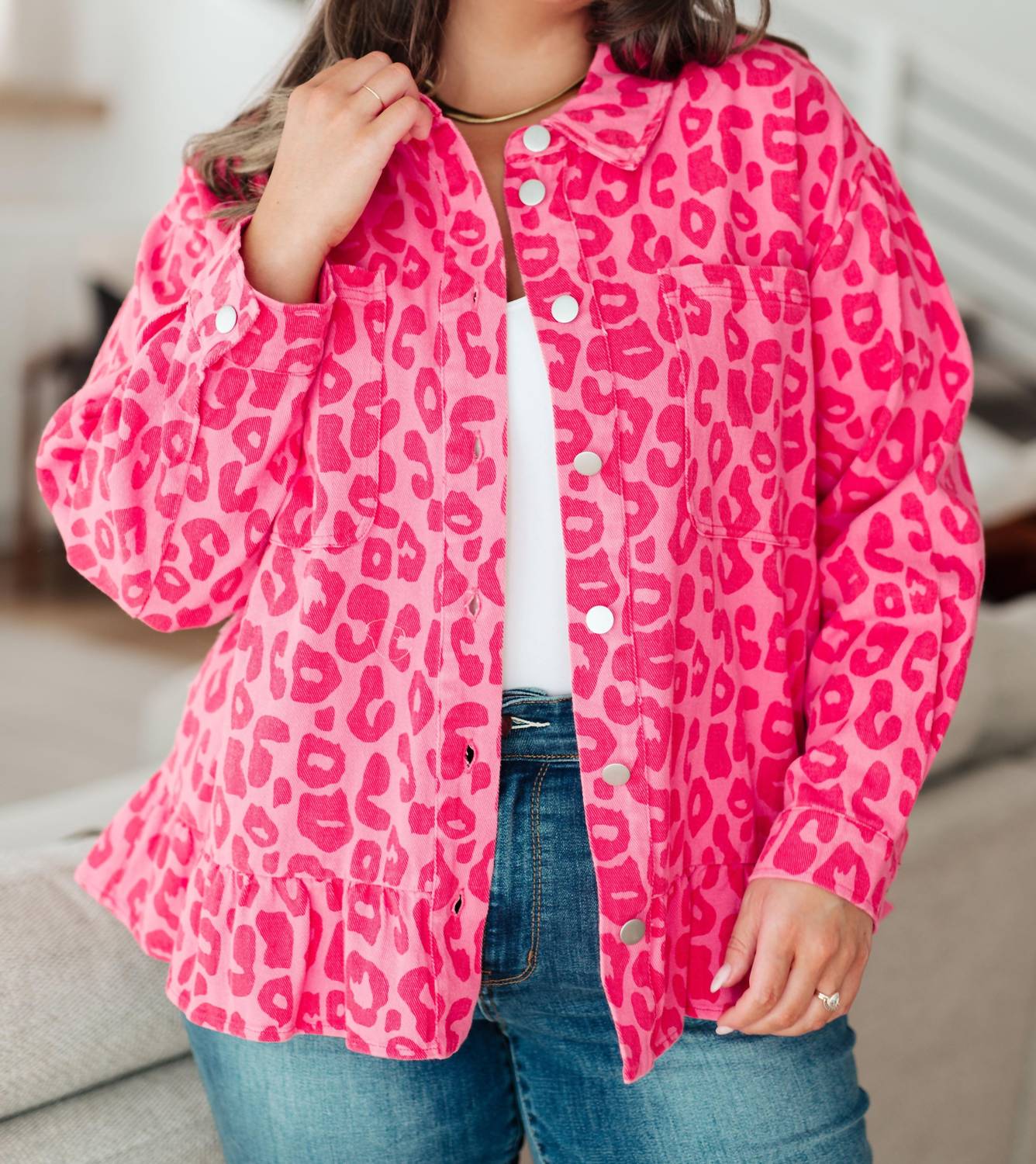 Jodifl - Wild At Heart Animal Print Button Down Jacket