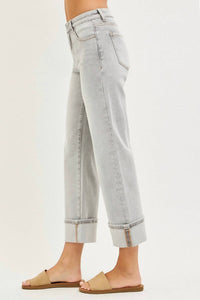 Risen - Mid Rise Crop Straight Jeans