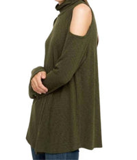Mittoshop - Mock Turtleneck Cold Shoulder Top