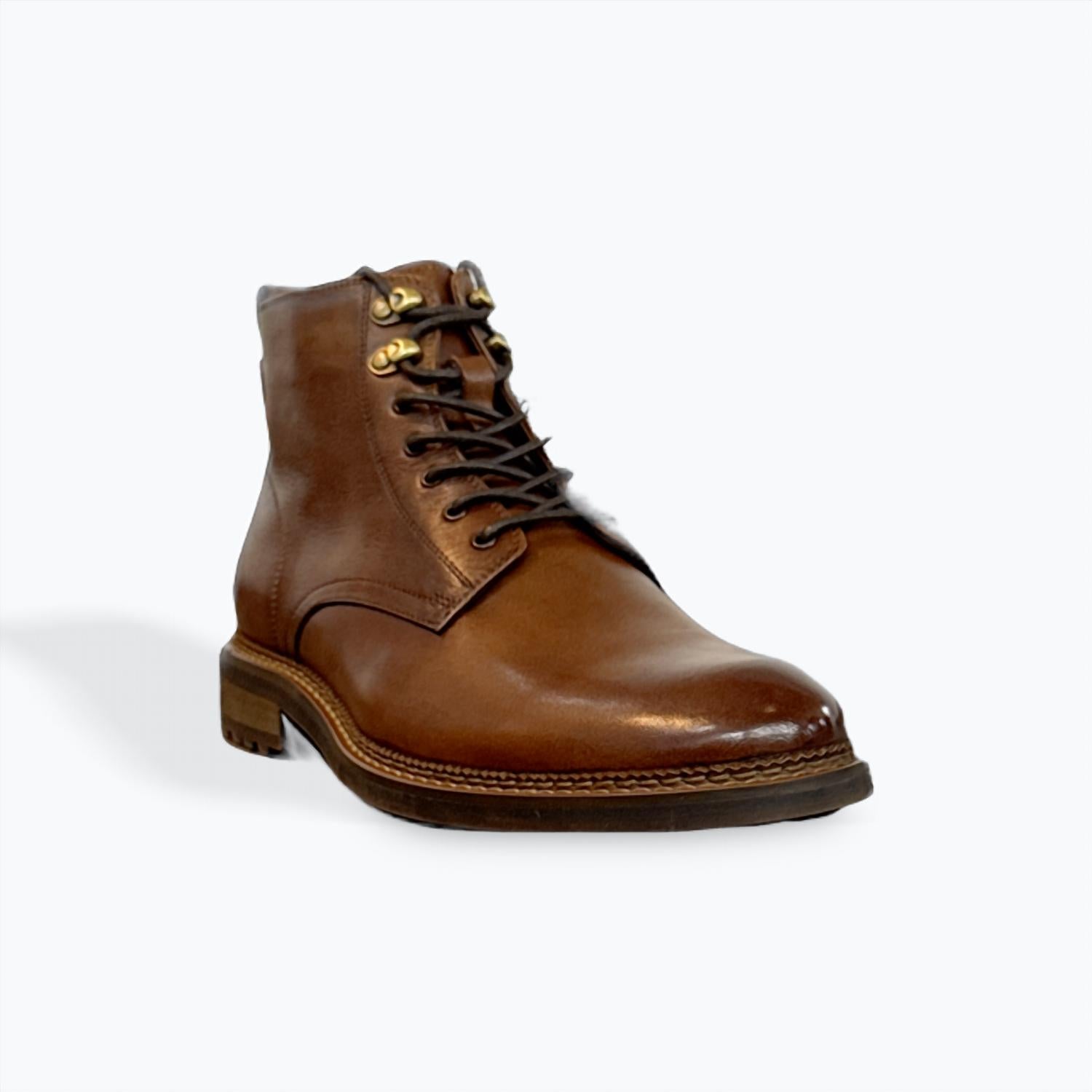 STEVE MADDEN Men's Noby Leather Lace Up Boot in tan - men's boots - view 6