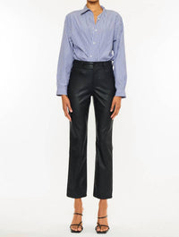 Kancan - Judith High Rise Faux Leather Skinny Straight Leg Jeans