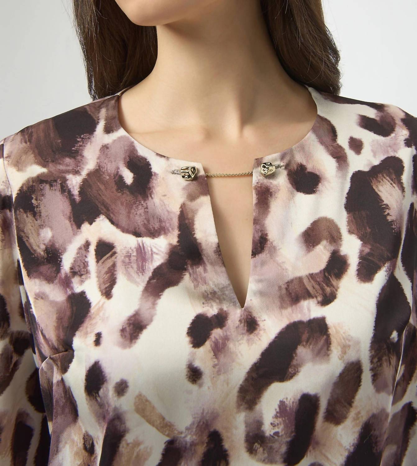Joseph Ribkoff - Animal Print Keyhole Neck Top