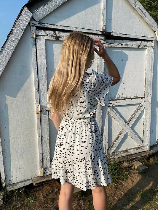 She + Sky - Flutter Sleeve Printed Dress