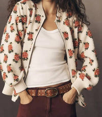 The Great. - Zip Front Plush Bomber Jacket