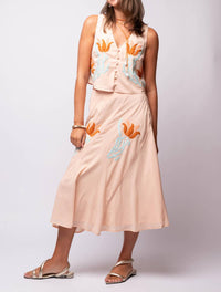 CIEBON Verda Embroidered Vest Top in pastel peach - women's jacket - view 7