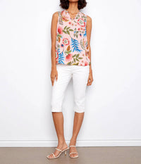 Charlie B - Sleeveless Ruffle Neck Top