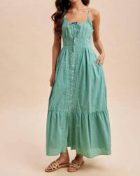 In-Loom - Gathered Cotton Button Down Maxi Dress