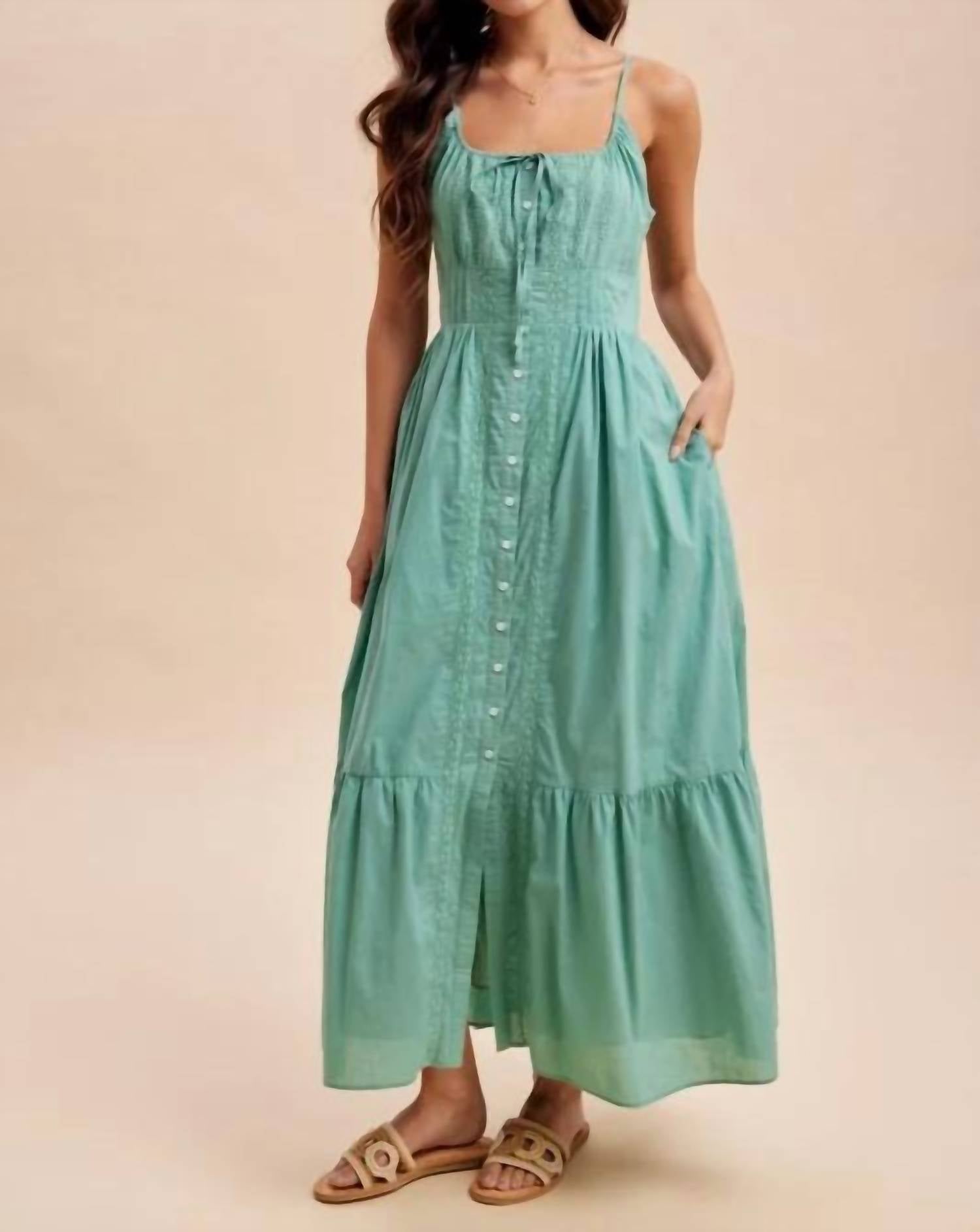 In-Loom - Gathered Cotton Button Down Maxi Dress
