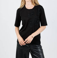 Leo Ugo - Ines Floral Bead Detail Short Sleeve Tee
