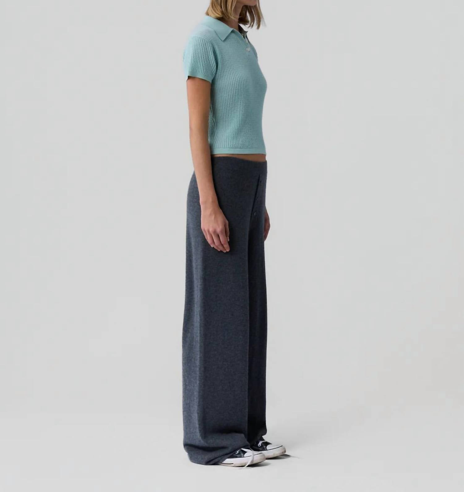 Guest In Residence Shrunken Polo in residence shrunken polo in seaglass - women's blouse - alternate view