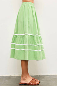 Mustard Seed - Lime Ric Rac Midi Skirt