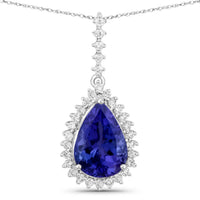 Diana M Jewels Women's Pear Natural Tanzanite Pendant Necklace (3.05 Ct) - Signature Plus in 14k white gold - women's jewelry