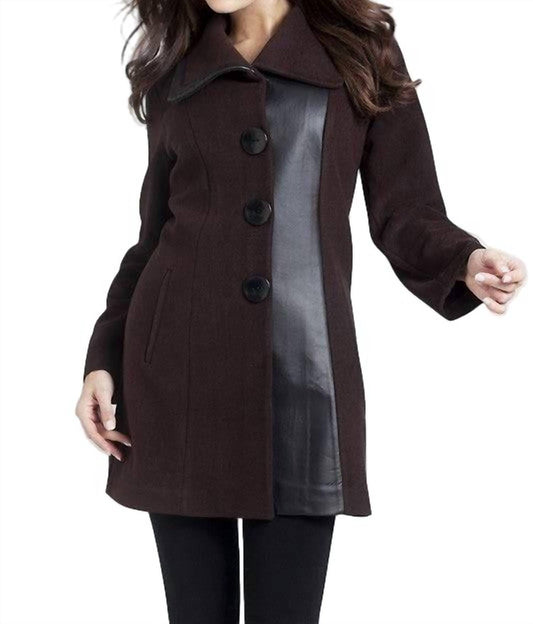 Angel - Faux Leather Accent Car Coat