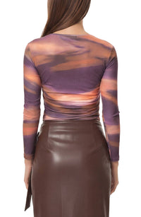 Area Stars Draped Jersey Top in abstract stripe - women's shirt - view 4
