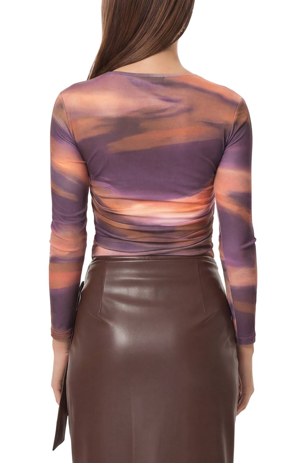 Area Stars Draped Jersey Top in abstract stripe - women's shirt - view 4