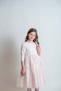 Sweet Kids - Floral Lace Three Quarter Sleeve Dress