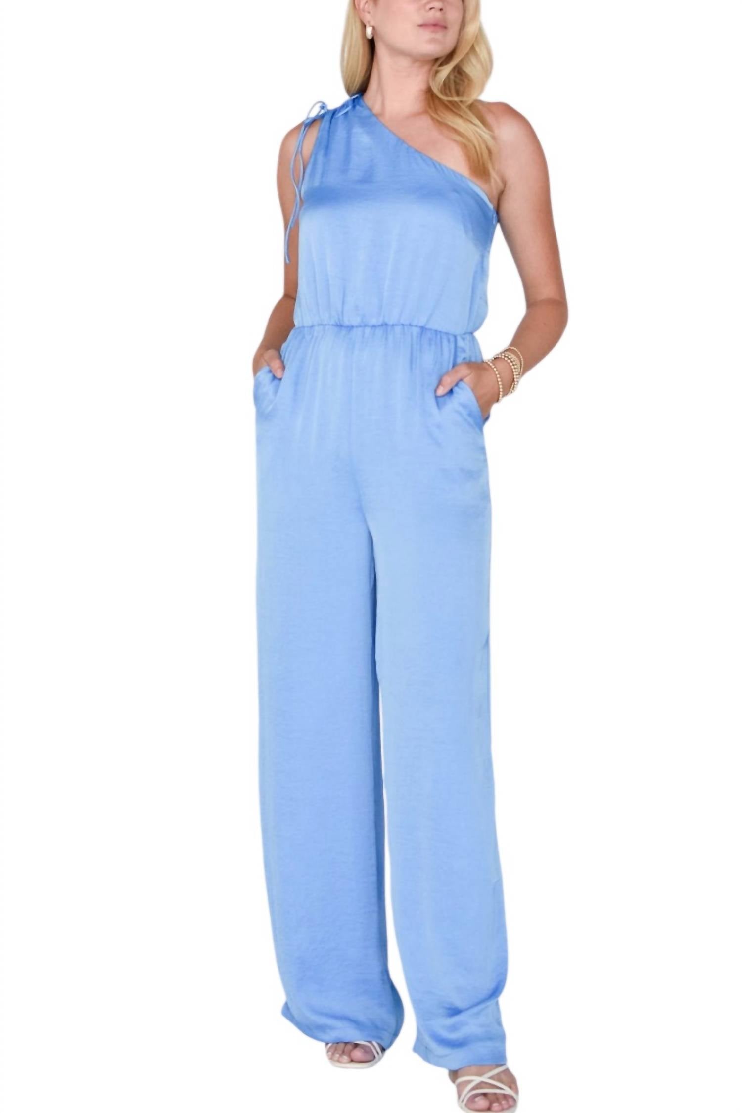 STEVE MADDEN ADELE JUMPSUIT in azure blue - women's pants