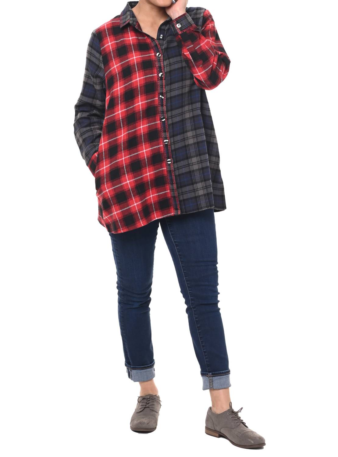 Tulip Clothing - Delma Mixed Plaid Shirt