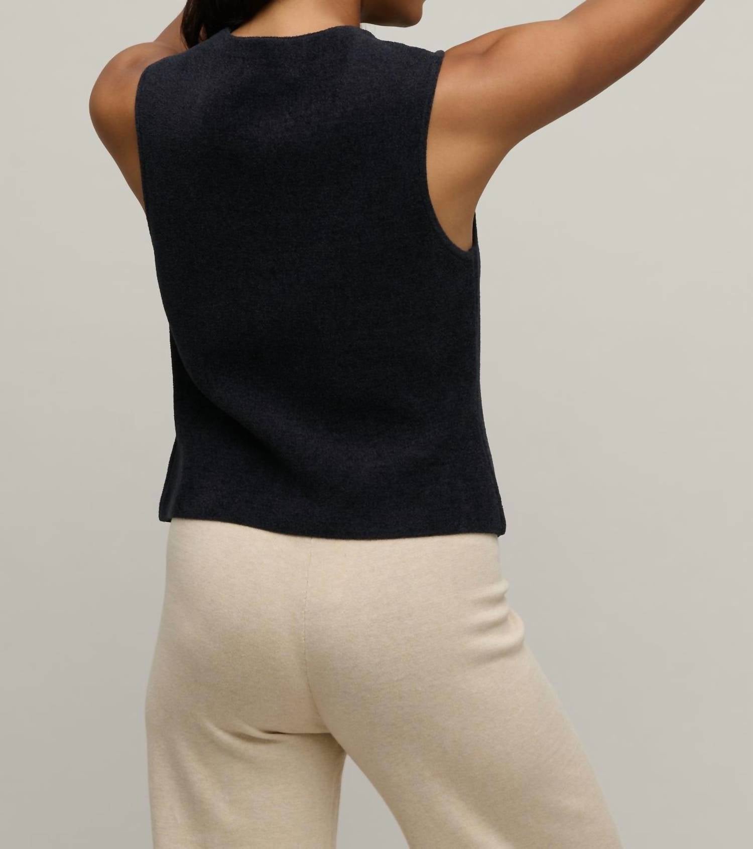 BAREFOOT DREAMS Ultra Lite Button Front Vest in black - women's jacket - alternate view