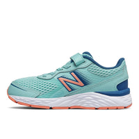 New Balance Little Kid's 680 Running Shoe in bali blue ginger pink - kids' sneaker - alternate view