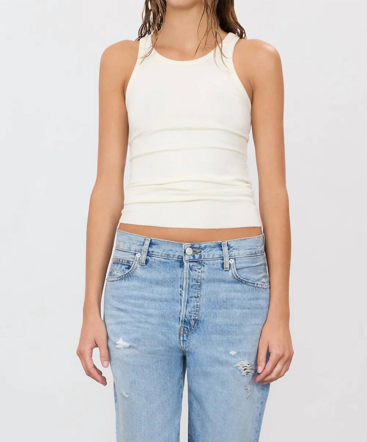 Eterne - Ribbed High Neck Butter Rib Tank