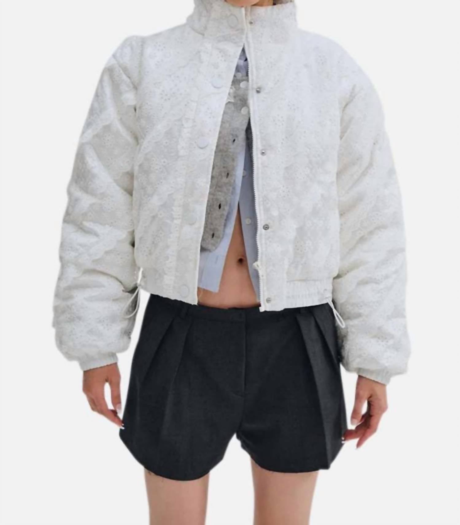 Lil Lemons By For Love And Lemons - Sloane Eyelet Puffer Coat