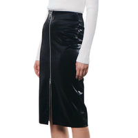 Enza Costa Women's Satin Finish Leather Skirt in black - women's skirt - alternate view