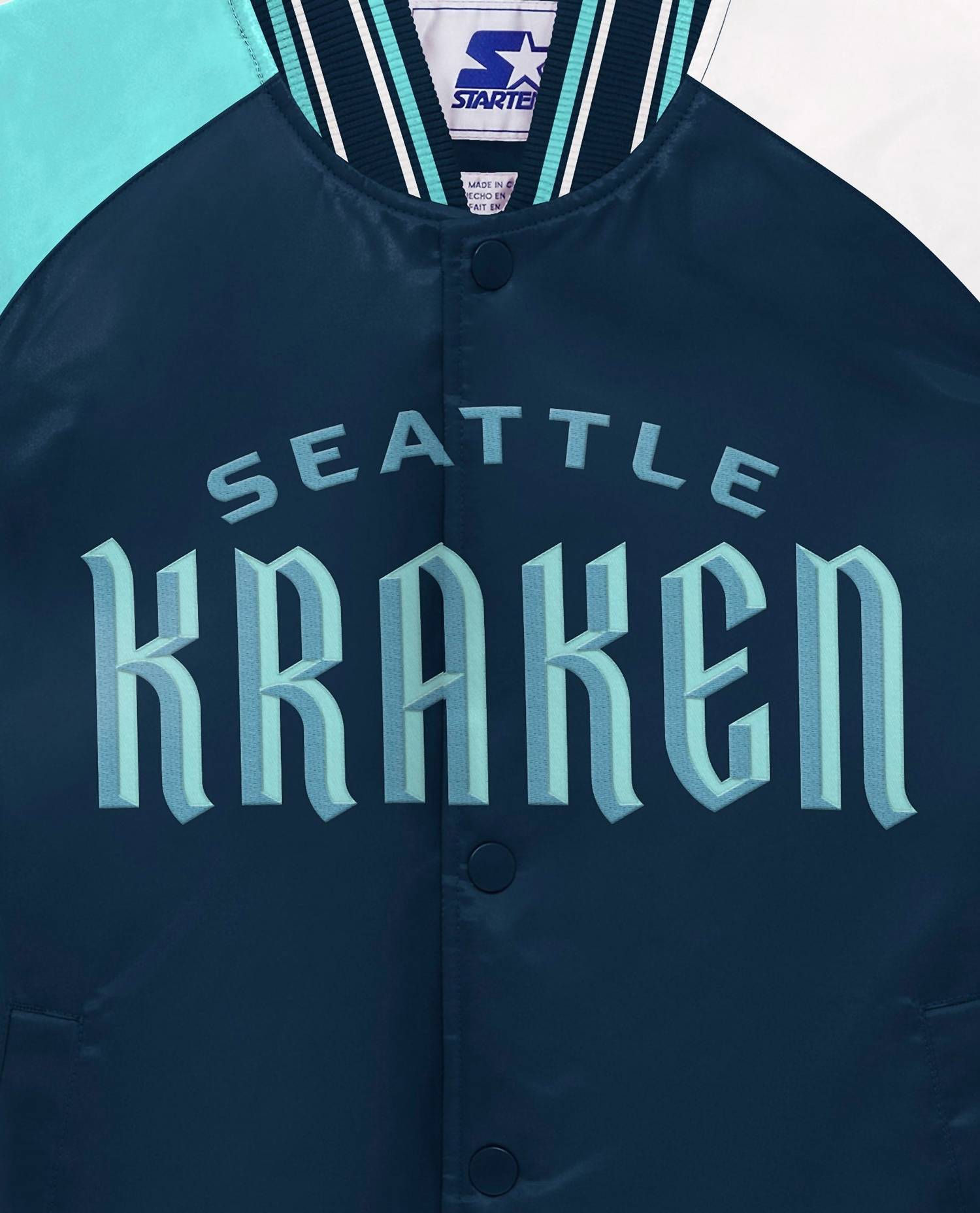 Starter - Youth Seattle Kraken Varsity Satin Full-snap Starter Jacket