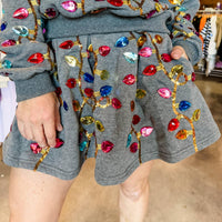 Queen Of Sparkles - Multi Jeweled Christmas Light Skort