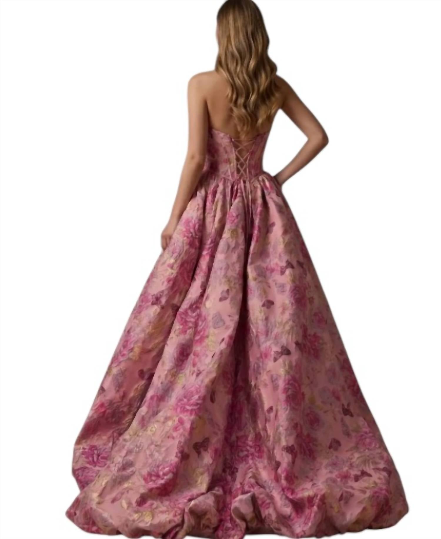 Couture Lee - Jacquard Flowers Prom Dress