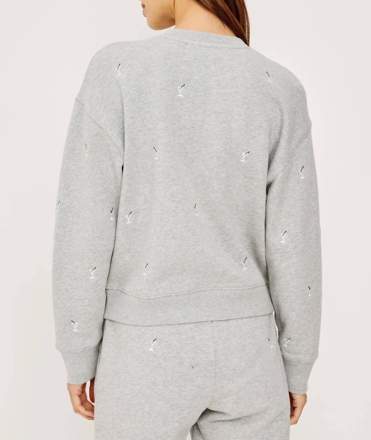Rails Women's Ramona Sweatshirt in heather grey martnini embroidery - women's top - detail view