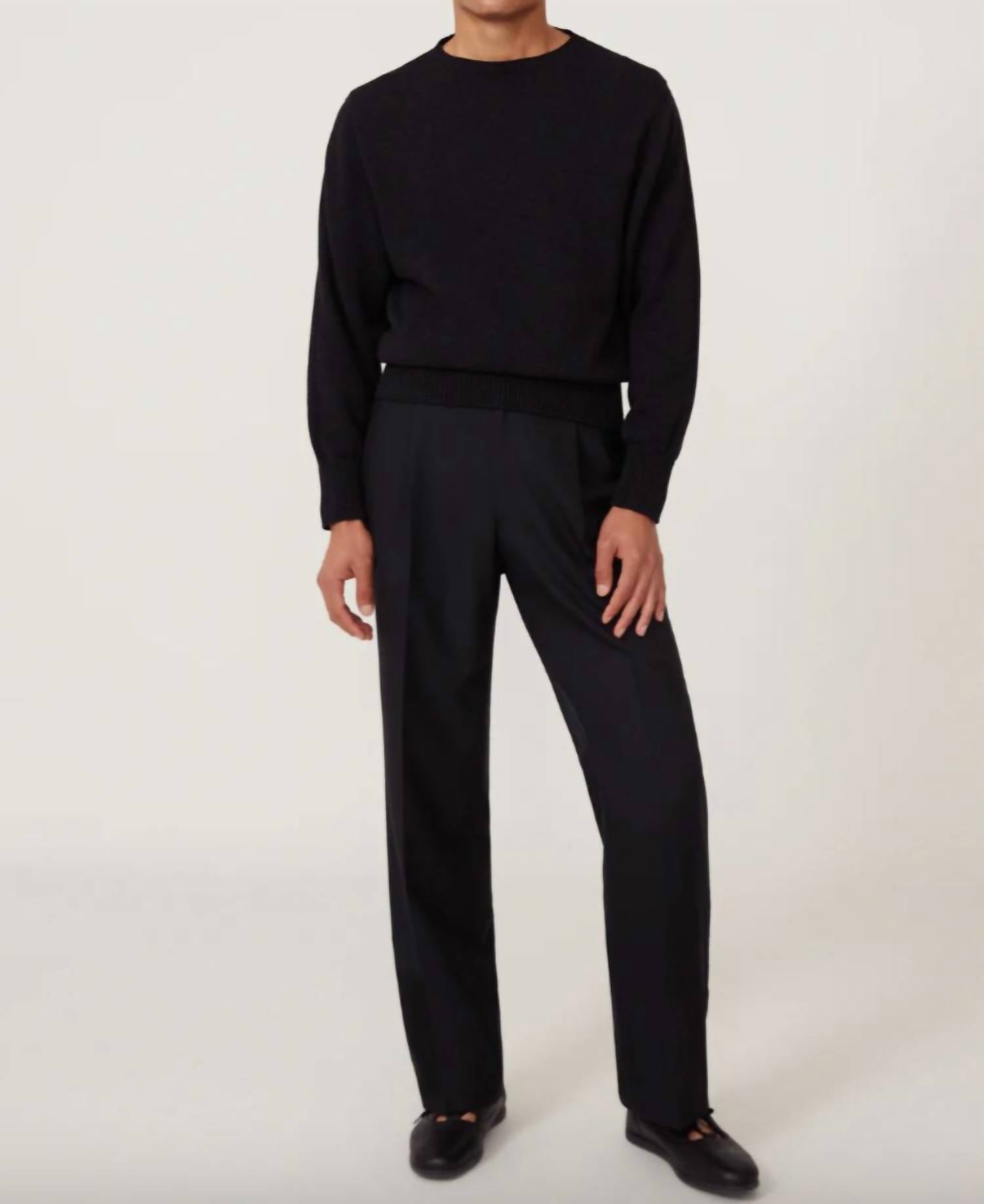 Stoffa Crewneck Cotton Mouline Sweater in charcoal - men's sweater