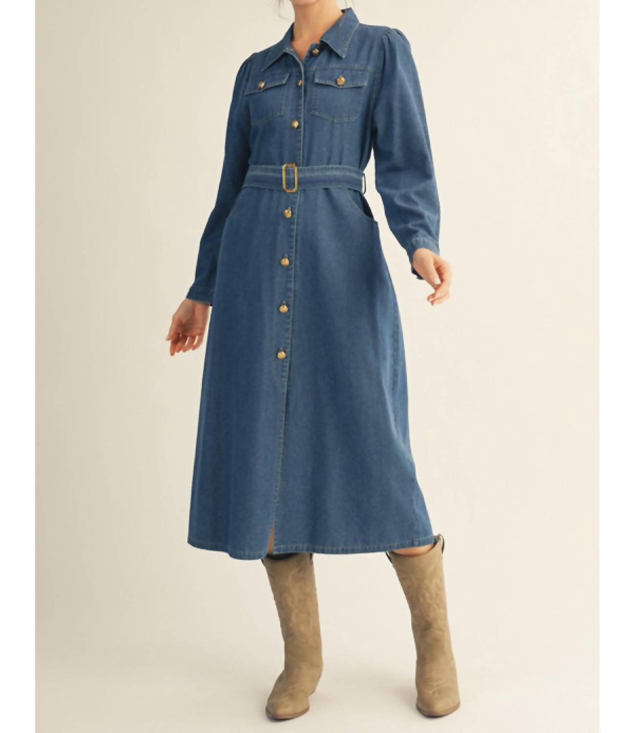 Jodifl So Needy Maxi Dress in blue denim - women's dress