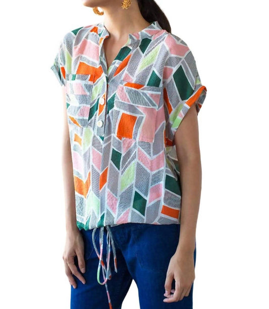 Nico Drawstring Roll Sleeve Top