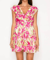 Meet Me In Santorini - Lonian's Bloom Mini Ruffle Dress