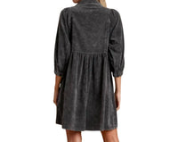 Bibi - Washed Corduroy Button Down Dress With Side Pocket