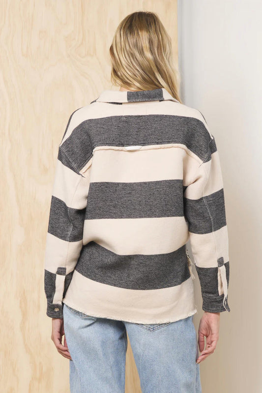 Vintage Havana - Buffalo Stripe Quarter Button Down